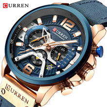 Load image into Gallery viewer, CURREN Men&#39;s Sports Waterproof Stainless Steel Date Watch Gold Black
