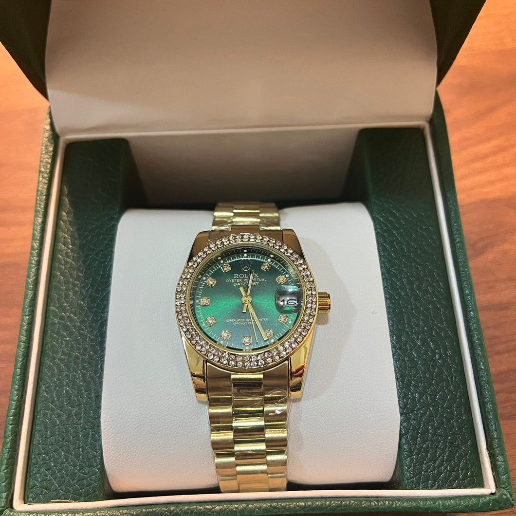 Datejust Female Green Diamond Dial Watch