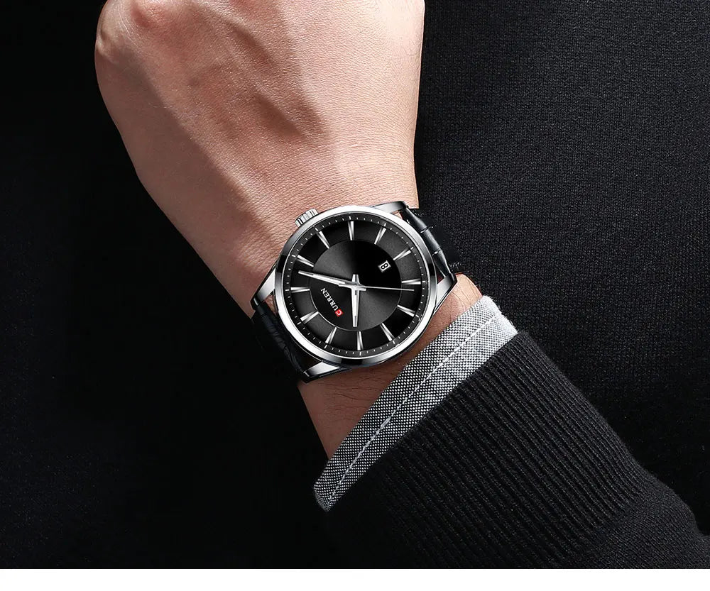 CURREN New Quartz Watches for Men Leather Strap Male Wristwatch