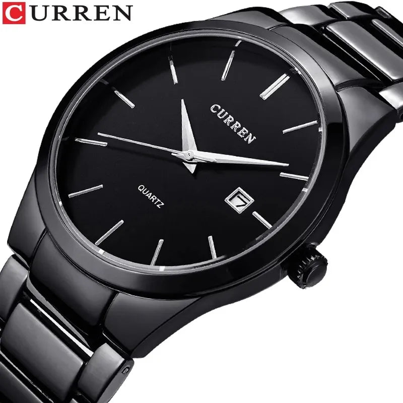 CURREN Fashion Simple Mens Watch Slim Steel Strap Waterproof Wristwatch for Men