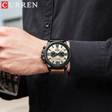 Load image into Gallery viewer, CURREN Fashion Leather Quartz Men Business Sport Male Wristwatch
